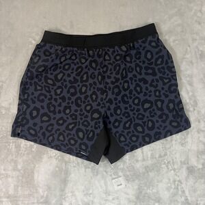 TACHUNTFISH Shorts‎ Mens 3XL Black Gray Leopard Print Athletic Lined Elastic